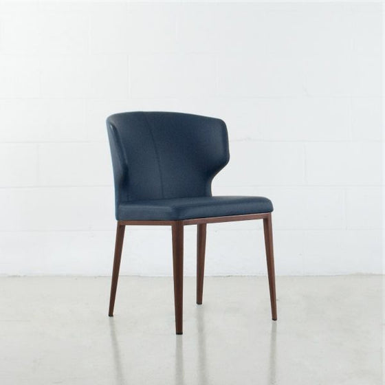 CABO DINING CHAIR - WALNUT IMPRINT - LEATHERETTE SEAT + METAL BASE
