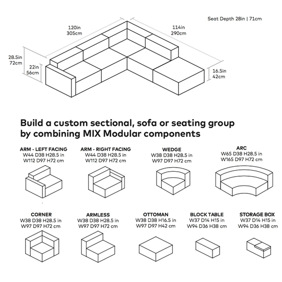 Mix Modular 5 Piece Sectional